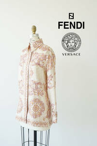 FENDACE FENDI × VERSACE フェンダーチェ フェンディ × ヴェルサーチェ ズッカ 総柄 シルク シャツ size 36 FS7891 FQ7251 0421323