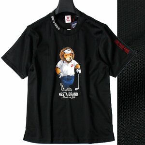 新品 春夏 ネスタ ゴルフ 吸水速乾 ハイネック 半袖 シャツ L 黒 NESTA GOLF Tシャツ モックネック ゴルフウェア メンズ ◆CS1991B