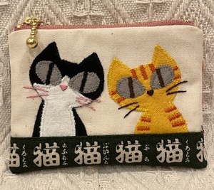 なかよしネコちゃん3　ミニミニポーチ　ハンドメイド　