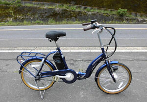 1円～21TECHNOLOGY 折り畳み 電動自転車 24V 6.4Ah SHIMANO 内3段 20インチ 青色 動作確認済 5371
