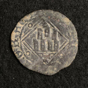 スペイン カスティーリャ王国 フアン2世時代 Blanca銅貨（1406-1454）少歪み[E1487]
