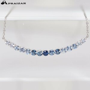 STAR JEWELRY スタージュエリー K18WG サファイア グラデーション ライン ネックレス ケース付 [50469]