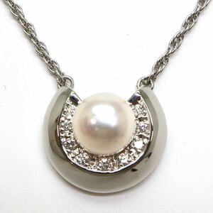 高品質!!POLA jewelry(ポーラ)◆Pt900 アコヤ本真珠/天然ダイヤモンドネックレス◆M 約13.2g 約40.0cmパールpearl diamond necklace EH6/zz