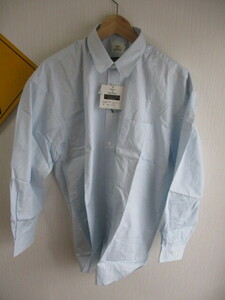 ■【未使用品】日本製 Stefano&Desclous ラウンドカラー ブルー系 長袖シャツ サイズ L