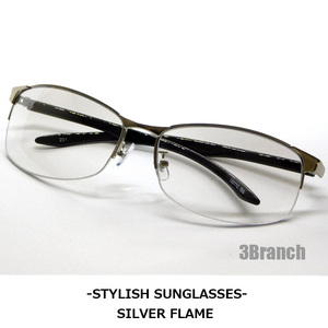オラオラ系 ファッション サングラス メンズ UVカット リームレス メタルフレーム 紫外線対策 メガネ 伊達メガネ 伊達眼鏡 ちょい悪系