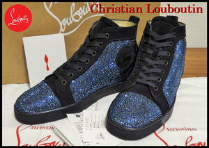 激レア Christian Louboutin ルイスストラス 正規品 クリスチャンルブタン 41 メンズ ベロア スワロ スニーカー 紺 ネイビー ハイカット