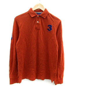 ハケット HACKETT ポロシャツ ポロカラー 長袖 刺繍 XS オレンジ 紺 ネイビー /HO13 メンズ