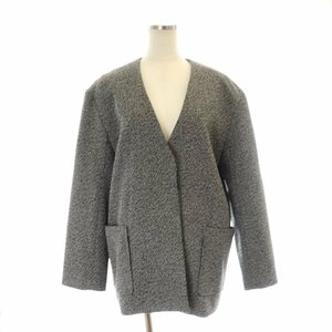 フローレント FLORENT TWEED-LIKE JACKET ノーカラージャケット ツイード 1 黒 ベージュ ブラック /MI ■OS レディース