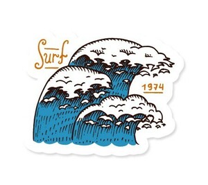 ステッカー サーフィン アメリカン 車 アウトドア スーツケース おしゃれ かっこいい レトロ ビンテージ 海 SURFS UP DECAL 波 SURF 1974