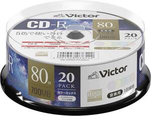 ビクター Victor 音楽用 CD-R 80分 20枚 カラーMIXプリンタブル AR80FPX20SJ1