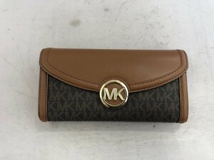 【MICHAEL　KORS】マイケルコース　二つ折り長財布　ブラウン×ダークブラウン　ロゴ柄　レザー　SY02-EXJ