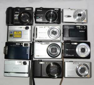 1円～（ジャンク)デジタルカメラ 12台　NIKON, CASIO, SONY, PANASONIC, RICOH