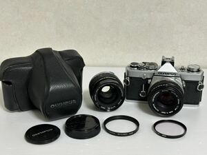 ③ OLYMPUS オリンパス OM-1 ZUIKO AUTO-S 50mm 1:1.8　AUTO-W 35mm 1:2 レンズ　2本セット 一眼レフフィルムカメラ カバー付き