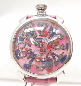 未使用 GAGA MILANO ガガミラノ MANUALE 48 マヌアーレ48 手巻 中古 メンズ 腕時計∴WA5372