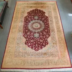 306×200cm　最高級 手織りペルシャ絨毯 クム産100%シルク