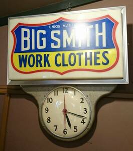 50s big smith vintage sign board ビッグスミス ヴィンテージ 看板 時計 ライト アンティーク サインボード ワーク work
