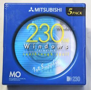 ●未使用品●●MITSUBISHI 3.5型MOディスク、230MB（Model Number KR230D5S)×5PACK●●送料（520円）