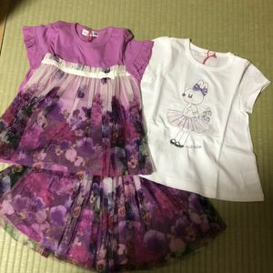 新品　kp 95cm 100cm半袖Tシャツ　3点セット　スカート　トップス 子供服 女の子　ニットプランナー キッズ　まとめ売り