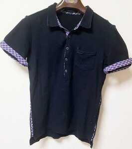 ABAHOUSE アバハウス ポロシャツ ネイビー 半袖 シャツ ポケット付き コットン サイズ2(S)