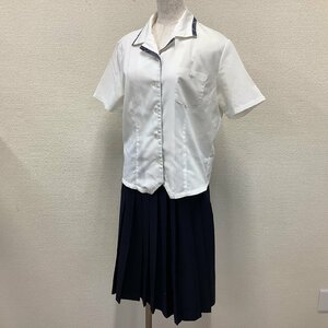 I169/Y(中古)山形県 山形中央高校 女子制服2点 /L/W68/丈59/オーバーブラウス/夏スカート/Predichant/夏服/夏用/学生服/校章刺繍入