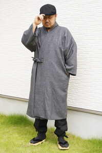 【ひめか】 作務衣 ウールコート 日本製 5080 ネズＬ