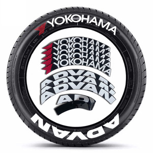 汎用 タイヤ レタリング ホワイトレター ADVAN ヨコハマ アドバン ステッカー デカール ドリフト ショーカー 1台分