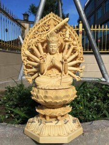 極上の木彫 仏教美術 精密彫刻 仏像 手彫り 極上品 千手観音