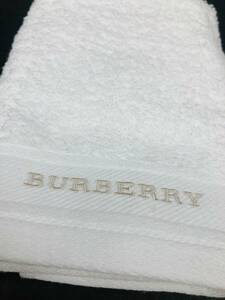【06】新品 バーバリー/BURBERRY ウォッシュタオル 刺繍 ロゴ入り 白