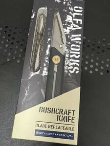 新品未使用 OLFAWORKS 替刃式ブッシュクラフトナイフ BK1 レザー ネイビー オルファワークス BUSHCRAFT KNIFE キャンプ アウトドア