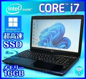 富士通 SSD 新品 1TB (1000GB) +外付HDD 750GB 大容量メモリー 16GB Core i7 4702MQ Windows11 Bluetooth Office2021 ノートパソコン