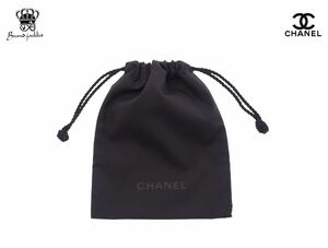 【Used 展示品】 シャネル CHANEL ノベルティ 巾着ポーチ 巾着袋 ドローストリングバッグ 小袋 共布 裏地付き ポリエステル100% ブラック