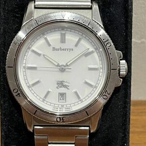 1円〜Burberrys バーバリーズ GN‐4‐S クォーツ腕時計　シルバー×ホワイト文字盤 稼働未確認