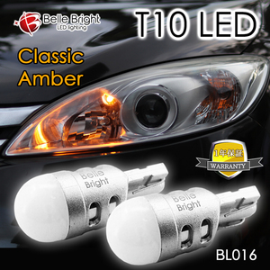 1年保証 T10 LED アンバー 2個セット BL016 ポジション可 無極性 オレンジ 360°発光 ルームランプ LEDバルブ ディフューザ 代引き可