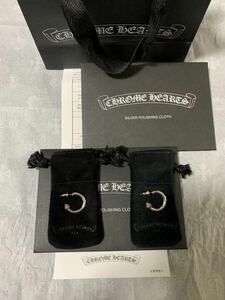 クロムハーツ プレーンフープピアス 両耳 2つセット 925 chrome hearts hoop plain scroll イヤリング クロス スクロール ダガー 革袋 新品