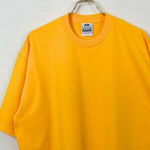希少《Dead Stock/Big Size XL/Cotton 100%》80s90s デッド【PRO CLUB ヘビーウェイト コットン 黄色 Tシャツ アメリカ製 ビンテージ 】 