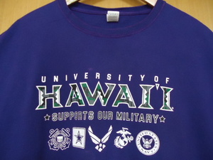 即決　ハワイ　ハワイ大学　SUPPORTS OUR MILITARY　Ｔシャツ　パープル色　ＸＬ