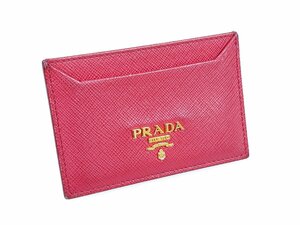 プラダ　PRADA　サフィアーノレザー　薄型　パスケース　カードケース　定期入れ　ピンク　YS-709