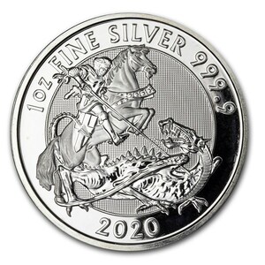 [保証書・カプセル付き] 2020年 (新品) イギリス「セント ジョージ・龍」純銀 1オンス 銀貨