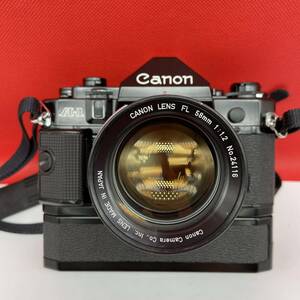 □ Canon A-1 一眼レフカメラ フィルムカメラ ボディ FL 58mm F1.2 レンズ POWER WINDER A シャッター、露出計OK キャノン