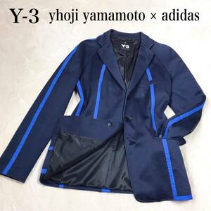 yhoji yamamoto × adidas Y-3 テーピングジャケット ヨウジヤマモト アディダス コラボ ブルゾン スーツ テーラードジャケット 青