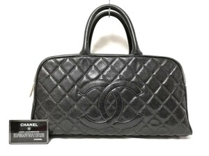 CHANEL シャネル ハンドバッグ キャビアスキン ブラック マトラッセ ココマーク 黒 ミニボストンバッグ バッグ ゴールド金具