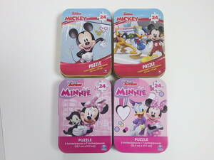 E128D2 ■ ディズニー　ジュニア / 缶入りジグソーパズル / ミッキー　ミニー ■ Disney Junior / 24ピースパズル4缶