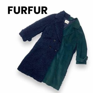 FURFUR ファーファー　ハーフマンコート　紺/緑　フリーサイズ　アウター