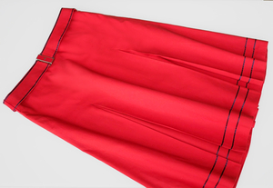 美品 49,000円 BURBERRYひざ丈スカート レディースS Mサイズ36 38レッド赤ピンク プリーツスカート吊り台形FOXYフリルスカート制服オフィス