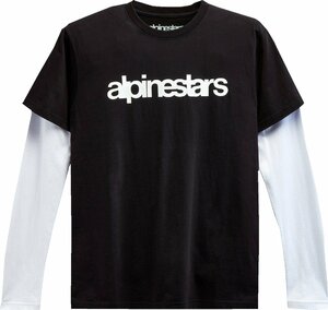 2XLサイズ - ブラック/ホワイト - ALPINESTARS アルパインスターズ Stack 長袖 ニット Tシャツ