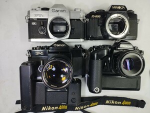 【リサイクル】 Canon F-1 NIKON FM CANON FT MINOLTA X-500 フィルムカメラ まとめてジャンク品 1円スタート昭和レトロ 一眼レフ レンズ