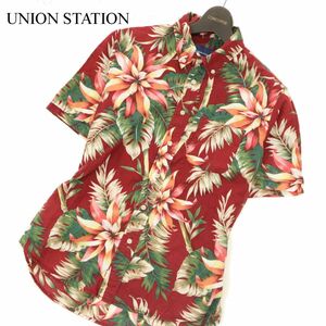 UNION STATION ユニオンステーション メンズビギ 春夏 半袖 【花柄 総柄 フラワー】 リネン混★ アロハ シャツ Sz.2　メンズ　C3T05366_6#A