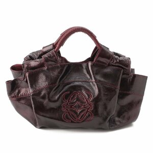 【ロエベ】Loewe　ロエベ アナグラム ナッパアイレ パテント ハンドバッグ パープル 【中古】【正規品保証】202085