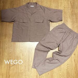 WEGO /ウィゴー /メンズM 上下セット 半袖シャツ ロングパンツ セットアップ ポリエステル100% 春夏 カジュアル 古着