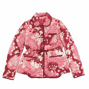 美品 モンクレール 16年 FRAICHE 総柄キルティング ダウンジャケット レディース 赤系 1 MONCLER